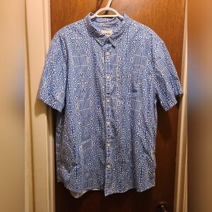 PrAna Shirt Men's Extra Large Blue White Geometric, Pre-owned